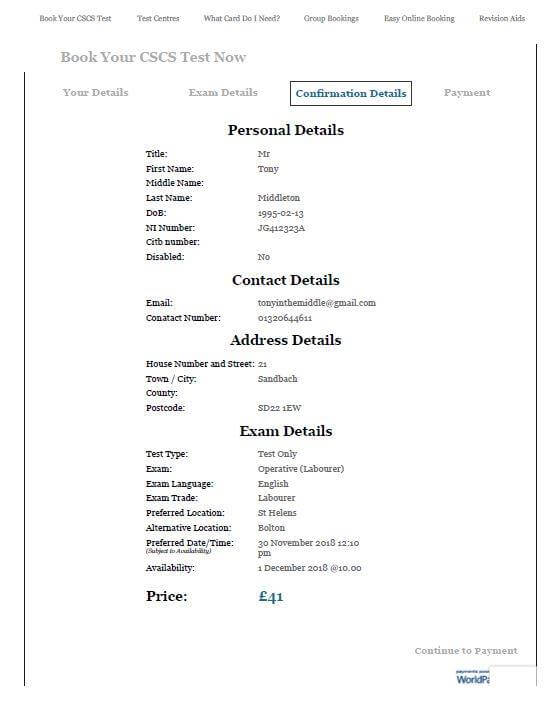 Booking cscs test